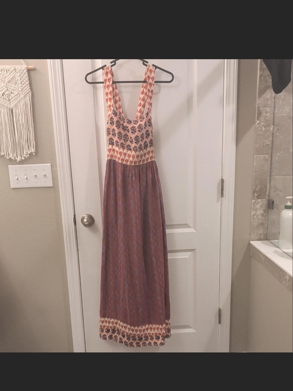 Faherty Sleeveless Printed Maxi Dress in Mauve and Cream